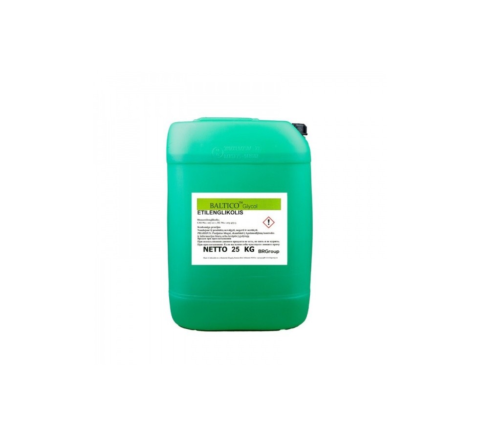 Monoethylene glycol (25 kg) in a tank