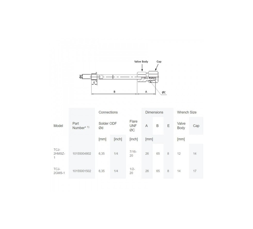 Charge valve TCJ-2HMSZ-1(7/16) TCJ-14001