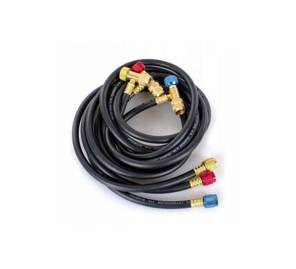 Hose Set, 3 x 180 cm, R32/R410A 5/16", with Valve Depressors
