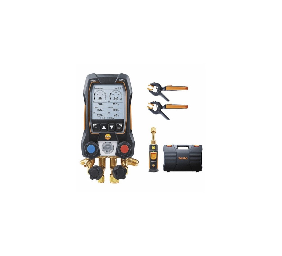 Manifold digital with TESTO 557s vacuum sensor, temperature pliers without hoses