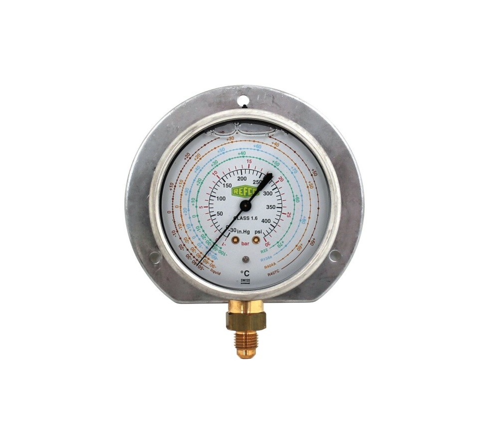 Manometer HP 80mm R22, R134A, R404A, R407C stainless steel with glycerin bottom connection MR-506-DS-Multi